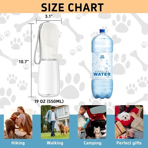 Portable Dog Water Bottle, Travel Water Bottle for Dogs, Pet Leak Proof Bottle, Convenient Dog Travel Water Bottle with Bowl,Dog Accessories for Walking Hiking and Camping (Blue, 12oz) in Saudi Arabia
