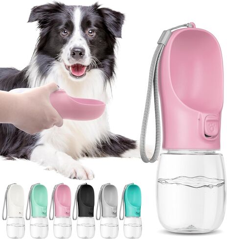 Portable Dog Water Bottle, Travel Water Bottle for Dogs, Pet Leak Proof Bottle, Convenient Dog Travel Water Bottle with Bowl,Dog Accessories for Walking Hiking and Camping (Blue, 12oz) in Saudi Arabia