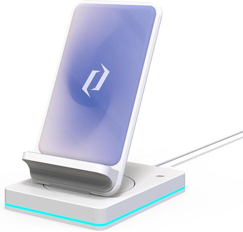 Wireless Charger, 15W Fast Phone Charging Stand for Samsung Galaxy S23 Ultra/S22/Note 20/Z Flip 6/5/4/Z Fold 6/5/4, Rotatable Qi Charger for iPhone 15/14/13/12/Pro/Plus/Pro Max, White(No AC Adapter) in Kuwait