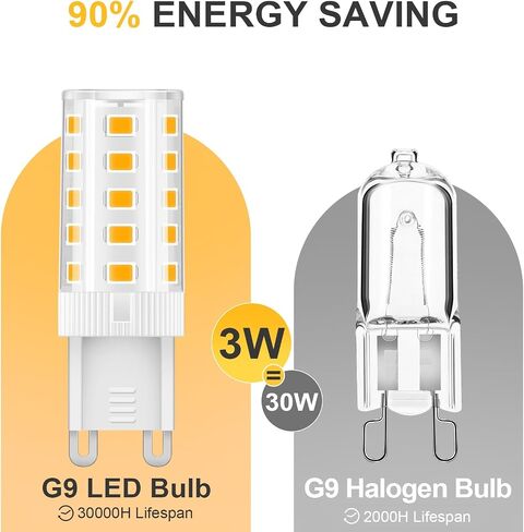 مصابيح G9 LED، 3000K أبيض دافئ 5W 450LM LED لمبات الإضاءة، لا وميض غير قابل للتعتيم، 40W لمبة هالوجين مكافئة، 120V Bi Pin G9 لمبات قاعدة للإضاءة المنزلية، 6 عبوات in Kuwait