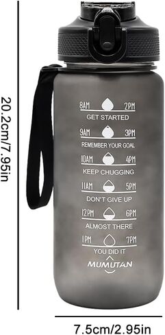 23oz Sports Water Bottle Outdoor, with Drinking Time and Capacity Labels, Sport Water Cups with Straw,BPA Free Leak Proof,for Fitness Gym Running Climbing(32oz Black red) in Saudi Arabia