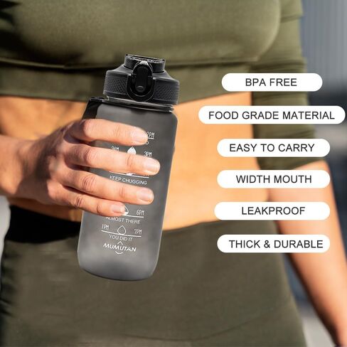 23oz Sports Water Bottle Outdoor, with Drinking Time and Capacity Labels, Sport Water Cups with Straw,BPA Free Leak Proof,for Fitness Gym Running Climbing(32oz Black red) in Saudi Arabia