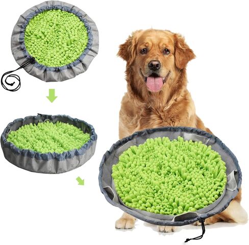 Snuffle Mat for Dogs, Interactive Feed Game for Boredom, Encourages Natural Foraging Skills and Stress Relief Machine Washable (Green, Round) in Saudi Arabia