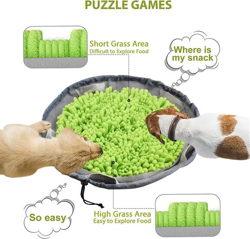 Snuffle Mat for Dogs, Interactive Feed Game for Boredom, Encourages Natural Foraging Skills and Stress Relief Machine Washable (Green, Round) in Saudi Arabia