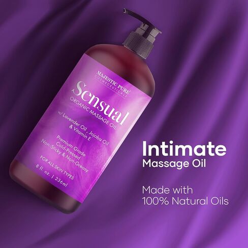 MAJESTIC PURE Lavender Massage Oil for Men and Women - Great for Calming, Soothing and to Relax - Blend of Natural Oils for Therapeutic Massaging and Aromatherapy - 8 fl oz. in Saudi Arabia