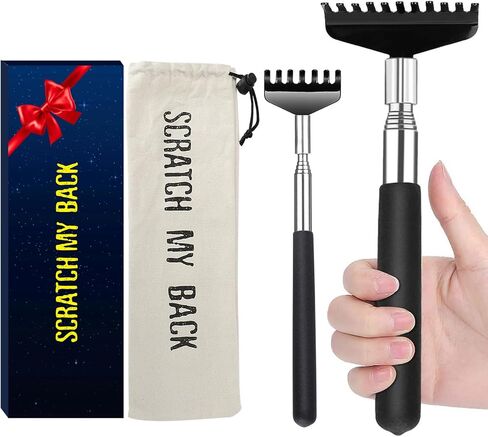 Flanker-L Oversized Portable Extendable Back Scratcher, Upgraded Metal Stainless Steel Telescoping Back Scratcher Tool with Canvas Carrying Bag in Saudi Arabia