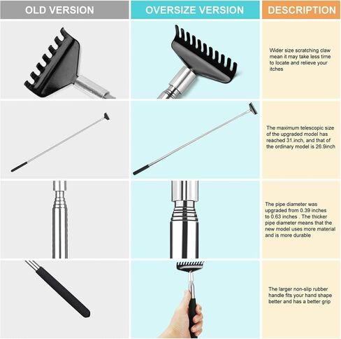 Flanker-L Oversized Portable Extendable Back Scratcher, Upgraded Metal Stainless Steel Telescoping Back Scratcher Tool with Canvas Carrying Bag in Saudi Arabia