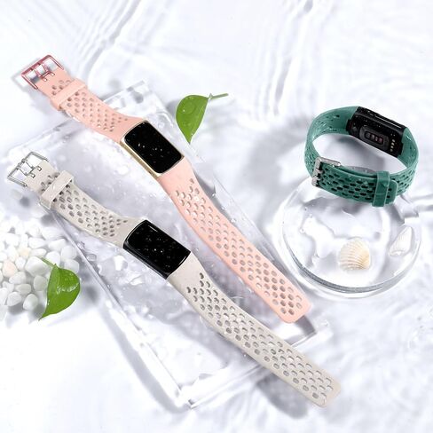 Maledan متوافق مع Fitbit Charge 5 Bands النساء والرجال - حزام رياضي قابل للتنفس، حزام معصم بديل مقاوم للماء ناعم لـ Fitbit Charge 5 متتبع اللياقة البدنية المتقدم، 3 عبوات in Kuwait