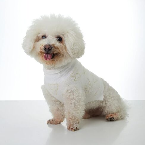 Nourse Chowsing Pure White Turtleneck Dog Sweater - Classic Knit Dog Jumper Coat - Cold Weather Clothes Outfits for Small Dogs (white - S) in Saudi Arabia