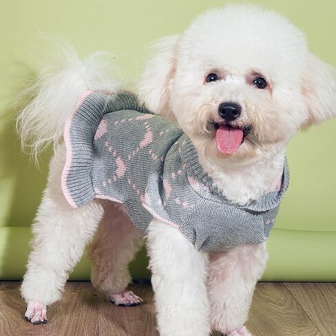 Jecikelon Small Dog Sweater Hoodies Dress Winter Knit Cute Clothing Heart Puppy Clothes for Dogs Cats Soft Warm Pet Outfits with Leash Hole (Medium, Grey) in Saudi Arabia