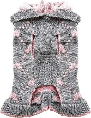 Jecikelon Small Dog Sweater Hoodies Dress Winter Knit Cute Clothing Heart Puppy Clothes for Dogs Cats Soft Warm Pet Outfits with Leash Hole (Medium, Grey) in Saudi Arabia