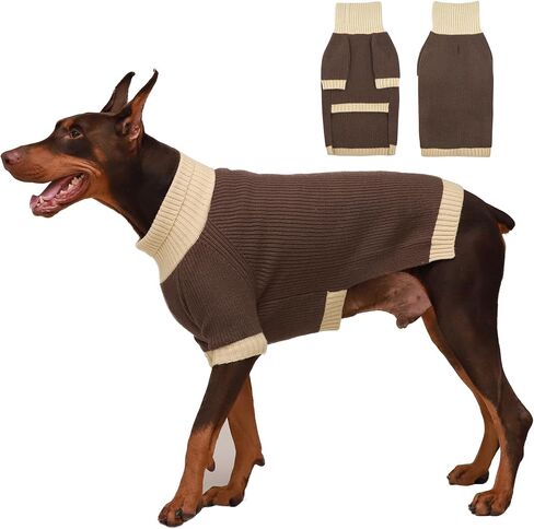 Dog Sweater XXXL, Turtleneck Sleeve Sweater with Leash Hole, Stretchy Christmas Sweaters for Large Dogs Male Female, Holiday Knitted Jumper for Husky, Golden Retriever, Doberman, Burgundy 3XL in Kuwait
