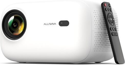 جهاز عرض صغير 4K مع واي فاي وبلوتوث، جهاز عرض محمول FHD 1080P يدعم التركيز الكهربائي وحجر المفاتيح العمودي، جهاز عرض الأفلام الذكي ALLIWAVA PR550 مع 18000 لومن للاستخدام الخارجي/المنزلي للفيديو in Saudi Arabia