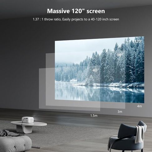 جهاز عرض صغير 4K مع واي فاي وبلوتوث، جهاز عرض محمول FHD 1080P يدعم التركيز الكهربائي وحجر المفاتيح العمودي، جهاز عرض الأفلام الذكي ALLIWAVA PR550 مع 18000 لومن للاستخدام الخارجي/المنزلي للفيديو in Saudi Arabia
