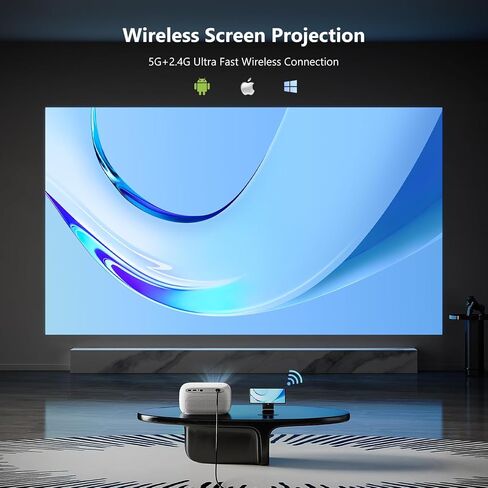 جهاز عرض صغير 4K مع واي فاي وبلوتوث، جهاز عرض محمول FHD 1080P يدعم التركيز الكهربائي وحجر المفاتيح العمودي، جهاز عرض الأفلام الذكي ALLIWAVA PR550 مع 18000 لومن للاستخدام الخارجي/المنزلي للفيديو in Saudi Arabia
