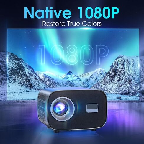 VIKEYUNVK Projector, Electric focus Mini Projector 16000 Lumen with 200" Screen, HD 1080P Portable Projector Support Keystone Correction, WIFI, Bluetooth, Compatible with Phone/TV Stick/HDMI/USB in Saudi Arabia