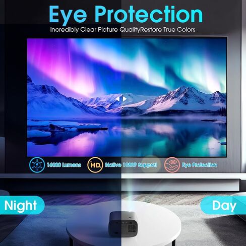 VIKEYUNVK Projector, Electric focus Mini Projector 16000 Lumen with 200" Screen, HD 1080P Portable Projector Support Keystone Correction, WIFI, Bluetooth, Compatible with Phone/TV Stick/HDMI/USB in Saudi Arabia