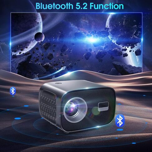 VIKEYUNVK Projector, Electric focus Mini Projector 16000 Lumen with 200" Screen, HD 1080P Portable Projector Support Keystone Correction, WIFI, Bluetooth, Compatible with Phone/TV Stick/HDMI/USB in Saudi Arabia