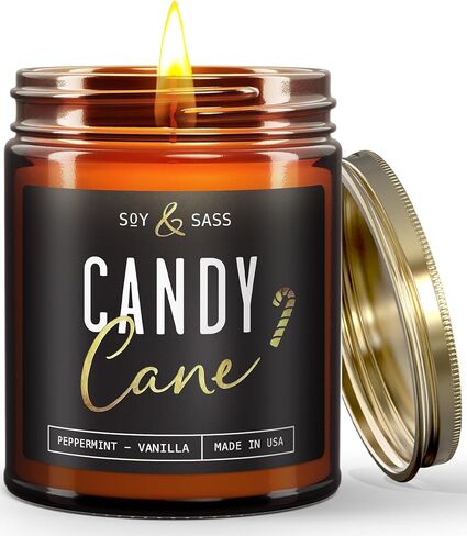 Christmas Candles Scented – ‘Christmas Time’ Soy Christmas Candle, w/Apple, Cinnamon, Clove - Infused with Essential Oils I Holiday Candles I 9oz, 50Hr, Made in USA in Saudi Arabia
