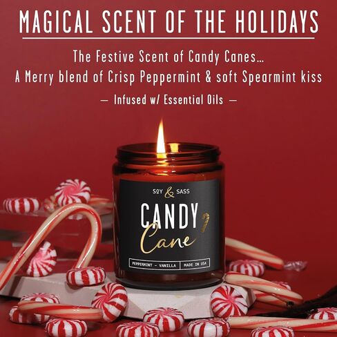 Christmas Candles Scented – ‘Christmas Time’ Soy Christmas Candle, w/Apple, Cinnamon, Clove - Infused with Essential Oils I Holiday Candles I 9oz, 50Hr, Made in USA in Saudi Arabia