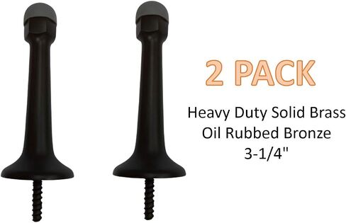 QCAA Quality Heavy Duty Solid Brass Arrow Base Stop, 3-1/4", US10B Oil Rubbed Bronze with Black Tip, 2 Pack in Kuwait
