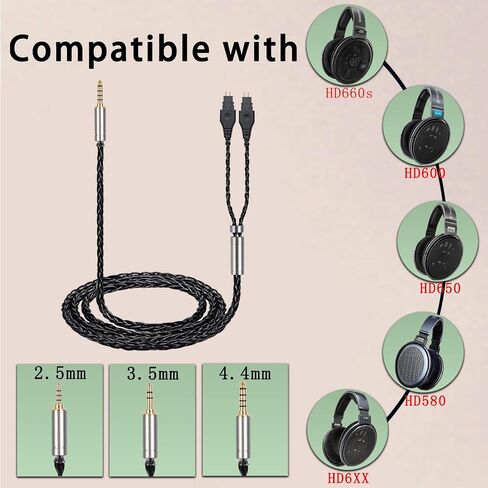 كابل صوت متوازن 3.5 مم من سبائك الزنك والنحاس متوافق مع سماعات Sennheiser HD650 HD660S HD600 HD6XX HD580 HD565 HD545 HD535 (1.5 متر/4.9 قدم) in Saudi Arabia