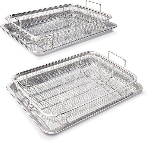 Air Fryer Accessories,Air Fryer Basket for Oven,12.7'' X 9.6'' Air Fryer Basket and Tray Stainless Steel,Also Great for Baking Crispy Foods, Dishwasher Safe,Air Fryer Tray for Oven in Saudi Arabia