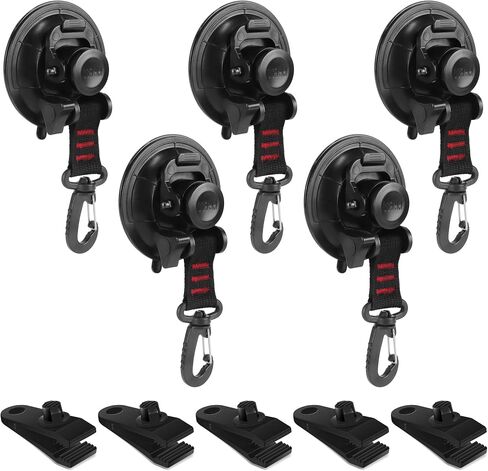 Vashly Heavy Duty Suction Cup 8Pcs Strong Suction Cups with Hooks and 8Pcs Tarp Clips Deavy Duty Lock Grip for Car Awning Boat Camping Trap Tie Down in Kuwait