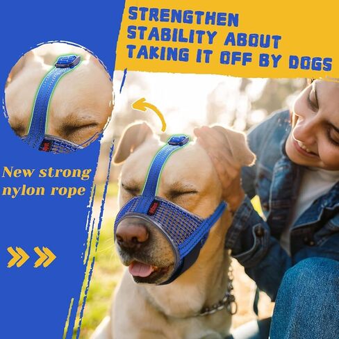 Dog Muzzle, Air Mesh Breathable Muzzle for Medium Large Sized Dogs to Anti & Prevent Biting Barking, Soft Grooming Muzzle for German Shepherd Dog with Reflective & Adjustable Strap(Blue-L in Saudi Arabia