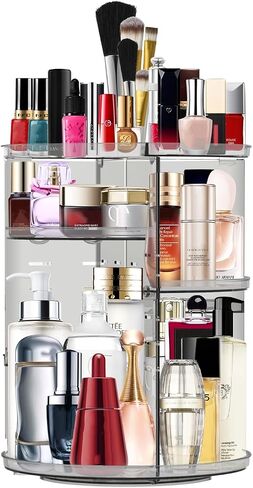 Makeup Organizer 360 Rotating Cosmetic Organizer DIY Adjustable Makeup Carousel Spinning Holder Rack , Large Capacity Cosmetic Storage Box Makeup Brushes Lipsticks Organizer for Vanity Countertop in Kuwait