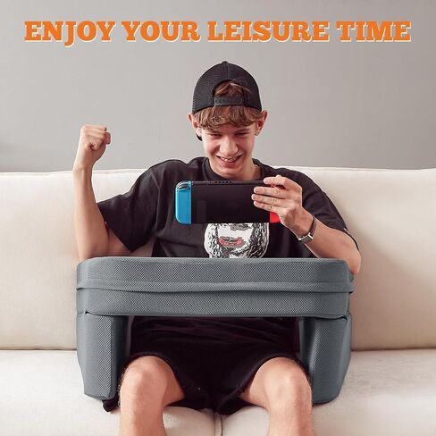 Reading Pillow for Gaming, Lap Desk for Laptop, Memory Foam Gaming Pillow for Lap, Lap Laptop Desk with Back Rest Pillow, Lap Cushy Desk for Reading Working or Crocheting(Grey) in Kuwait