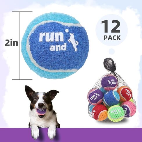 كرات تنس تصدر أصواتًا للكلاب من بوبتيك - ألعاب كرة للكلاب مقاس 2 بوصة للسلالات الصغيرة والمتوسطة، اللعب التفاعلي والتدريب على الجلب، 12 عبوة، متعددة الألوان in Kuwait