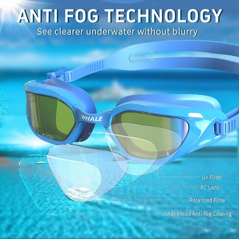 Whale Swim Goggles Adult Swim Goggles Anti Fog Swimming Goggles Wear Comfortable Polarizing Swim Goggles For Men(Black) in Kuwait