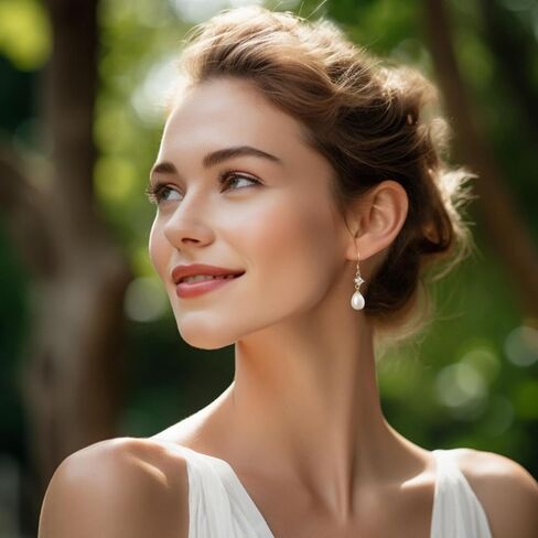 Freshwater Pearl Earrings for Women, 925 Sterling Silver Earrings Pearl Drop Dangle Earrings 14k Gold Plated Earrings for Women Trendy Nickel Free Hypoallergenic Cubic Zirconia Bride Wedding Jewelry in Saudi Arabia