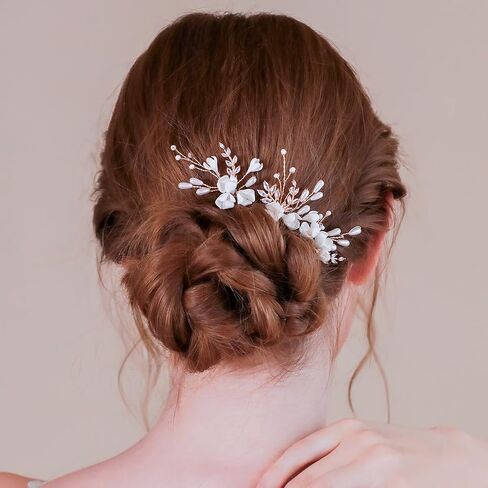 7 Pieces Vintage Gold Leaf Hair Pins for Women Handmade New Material Polymer Clay Flower Wedding Hair Pins Bridal Hair Accessories (7) in Saudi Arabia