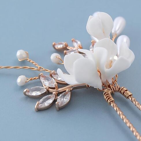 7 Pieces Vintage Gold Leaf Hair Pins for Women Handmade New Material Polymer Clay Flower Wedding Hair Pins Bridal Hair Accessories (7) in Saudi Arabia