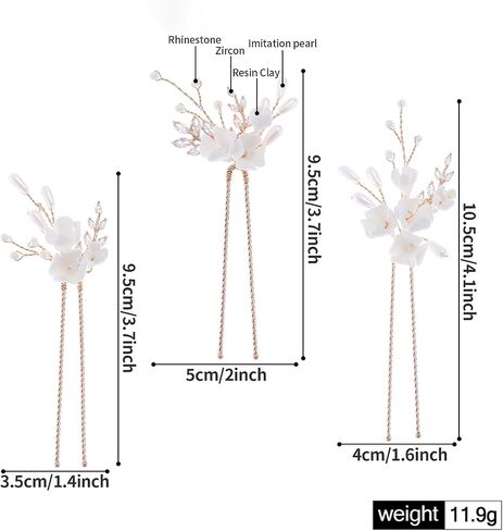 7 Pieces Vintage Gold Leaf Hair Pins for Women Handmade New Material Polymer Clay Flower Wedding Hair Pins Bridal Hair Accessories (7) in Saudi Arabia