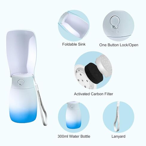 Dog Water Bottle Portable - Food Grade Material, 10Oz Leak Proof Dog Travel Water Bottle, Dog Water Bowl Dispenser, Dog Walking Accessories for Hiking Travelling, Dog Birthday Gifts in Saudi Arabia