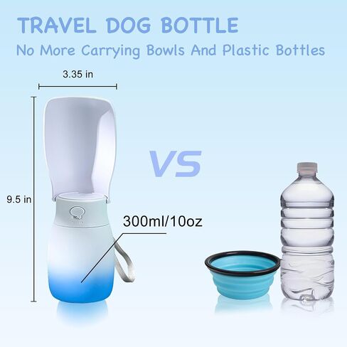 Dog Water Bottle Portable - Food Grade Material, 10Oz Leak Proof Dog Travel Water Bottle, Dog Water Bowl Dispenser, Dog Walking Accessories for Hiking Travelling, Dog Birthday Gifts in Saudi Arabia