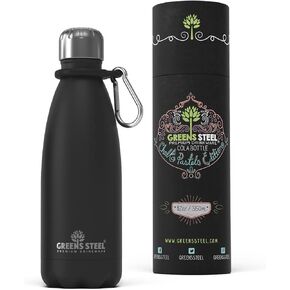 Greens Steel Stainless Steel Water Bottle - 25 oz, Steel | Vacuum Insulated Double Wall with Screw Lid/Leak Proof | Thermal Travel Sports Canteen Coffee Flask