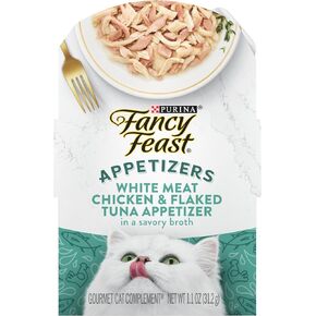 Purina Fancy Feast Gravy, Grain Free Wet Cat Food Complement, Appetizers White Meat Chicken & Flaked Tuna - (10) 1.1 oz. Trays