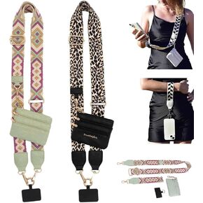Phone Charm Phone Strap Crossbody with Zippered Pouch 3 In 1 Phone Charm Clip and Go Strap for Phone with Wallet
