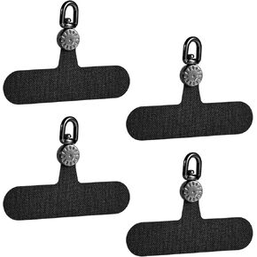 4 Pcs Phone Lanyard Patch, Phone Tether Tab Phone Strap Connector Rotatable 360°for Phone Strap Replacement Part Compatible with iPhone and Other Mobile Phones (Black)