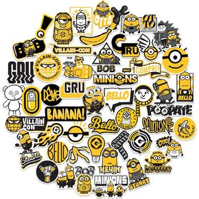 Minions 50ct Vinyl Large Deluxe Stickers Variety Pack - Laptop, Water Bottle, Scrapbooking, Tablet, Skateboard, Indoor/Outdoor - Set of 50