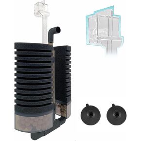 Aquarium Sponge Filter,Clip on Aquarium Filter with Bio Ceramic Media Ball, for Breeding Fry Betta Shrimp Nano Aquatic Frog Fish Tank 10-20 Gallon