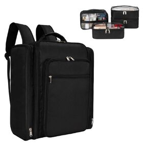 Makeup Backpack, Extra Large Professional Makeup Case, Travel Makeup Train Case Makeup Bag Cosmetic Case Storage Organizer for Make Up Artist, with 4 Removable Cosmetic Bags & 1 Makeup Brushes Holder