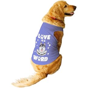 Ruse- Pets Love Dogs Printed Round Neck Sleeveless Summer Dog Vest/Tank T-Shirt/Tees/Apparel/Clothes Gift for Small and Big Dogs (Lavender) XL