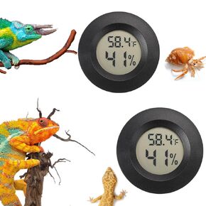 Reptile Thermometer and Humidity Gauge Digtal Terrarium Thermometer Rectangle Bearded Dragon Cage Accessories Reptile Temp and Humidity Gauge for Leopard Gecko Hermit Crab Gecko Lizard Etc 2pc