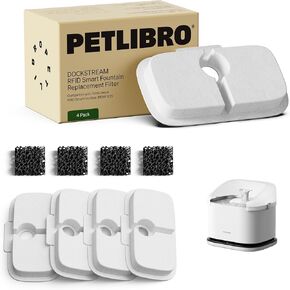 PETLIBRO 4-Pack Filters for Dockstream RFID Smart Cat Water Fountain PLWF305, 2-Month Set of Replacement Filters for Ultra-Quiet Automatic Cat Water Dispenser
