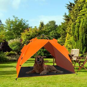 Canopy Shade Tent for Large XL XXL Jumbo Elevated Raised Dog Bed Cots, Quick Setup & No Assembly Needed, Outside Outdoor Cooling Camping Pet Sun Umbrella, Gray 70"X55" (Cots Not Included)